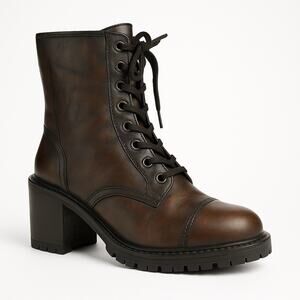 Thursday Boots Womens Sz 8 Everyday Rebel Brown Leather Combat Lace Up Side Zip